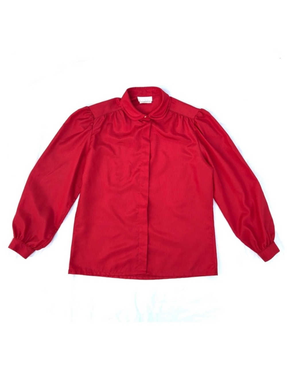 Vintage 80s DK Gold Donnkenny Red Puff Sleeve Layered Peter Pan Collar Blouse